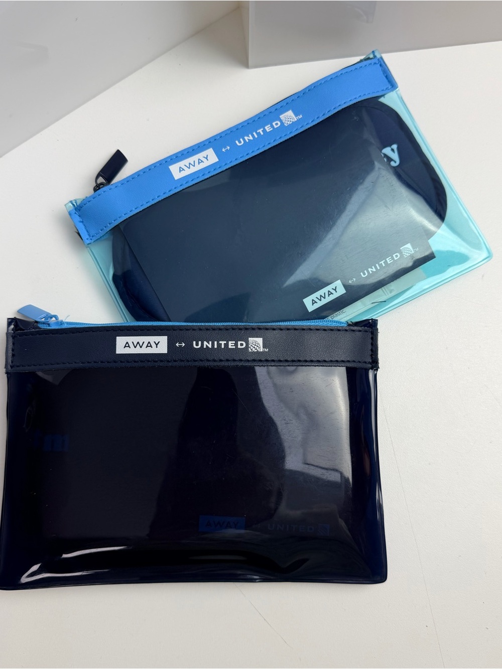 United Airlines Transcon Business AWAY Amenity Kit Clear Case Set of 2